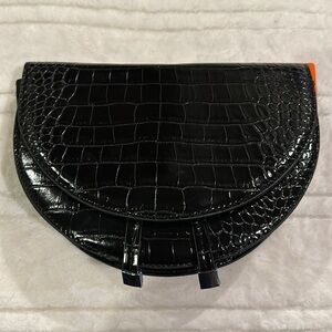 Croco- embossed black bag - 2 straps one for crossbody and one shoulder strap